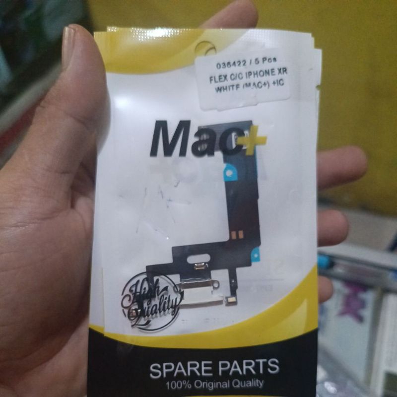 konektor charger iPhone xr + ic macplus fleksibel charger iPhone xr +mic merek mac+
