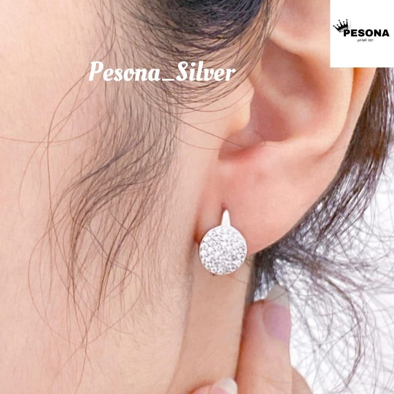 Anting Perak Wanita Asli Silver 925 Lapis Emas Asli Anting Jepit Model Emas Permata Kilau - Anting