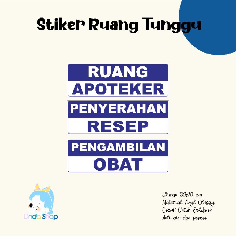 

Stiker Ruang Apoteker Ruang Dokter Ruang Bersalin Waterproof