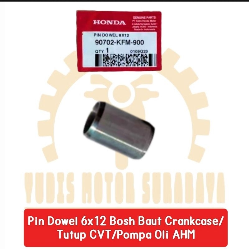 AHM 90702-KFM-900 Pin Dowel 8x12 Bosh Baut Bak Magnet,Tutup CVT,Pompa Oli Honda Supra X,Karisma,Gran