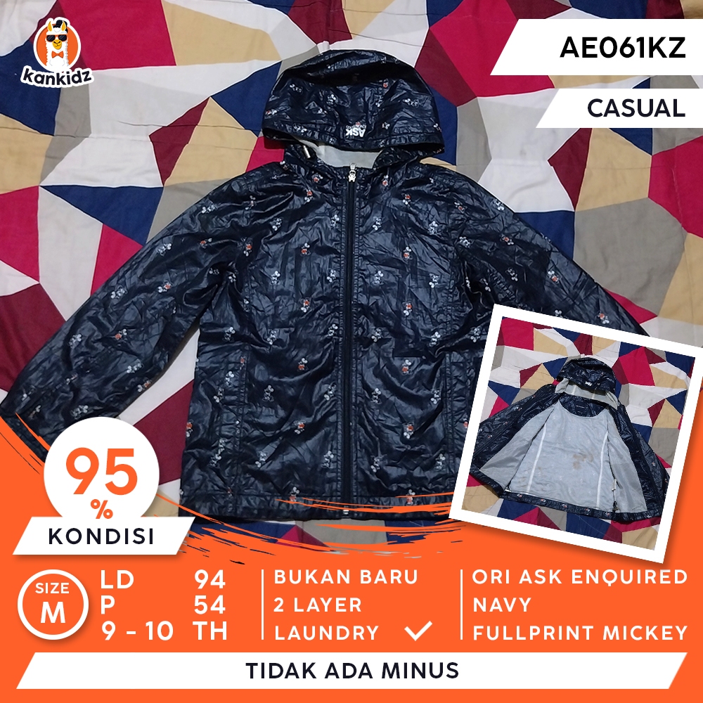 SIAP PAKAI | Jaket Anak Casual ASK Enquired | Navy Fullprint Mickey Size M