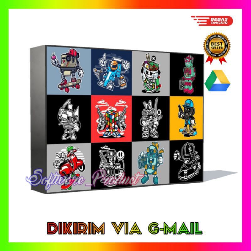 98 desain cartoon vector bundle vector untuk kaos distro dan fashion