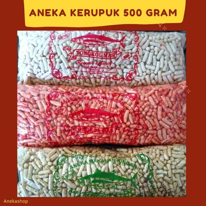 

Kerupuk serba 500 gram ikan tongkol/kerupuk tahu/kerupuk manggar