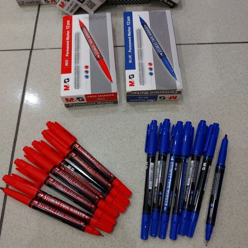 

Permanent Marker Double Tips Merk M&G Spidol Permanen 2 Mata