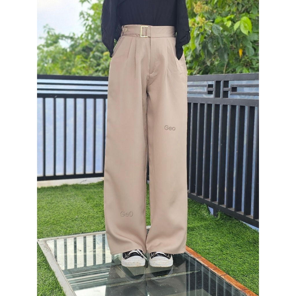 Loose Pants Trousers - celana kulot cotton wanita panjang 100cm