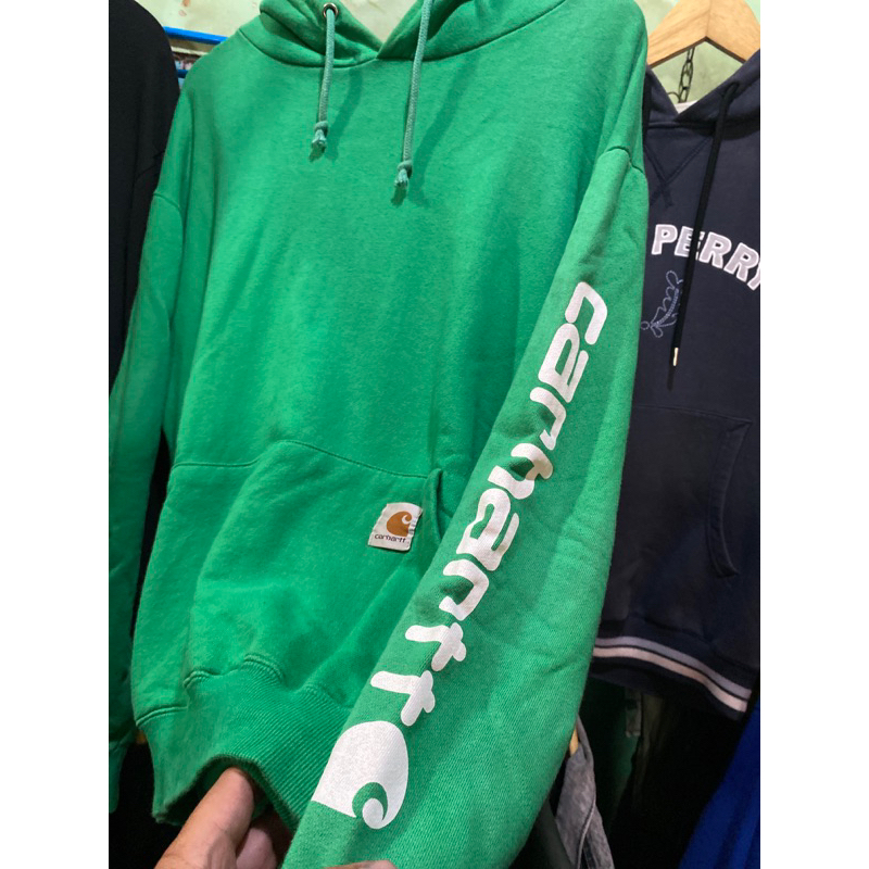 hoodie carhatt spellout light green