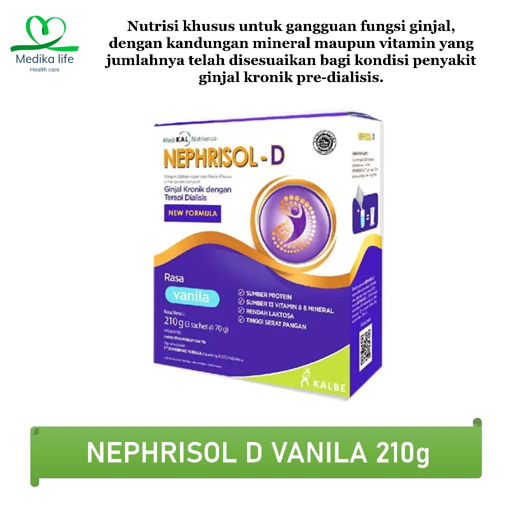 

NEPHRISOL-D Vanilla 210 gram - Nutrisi Khusus Pasien Ginjal Kronik HD/CAPD