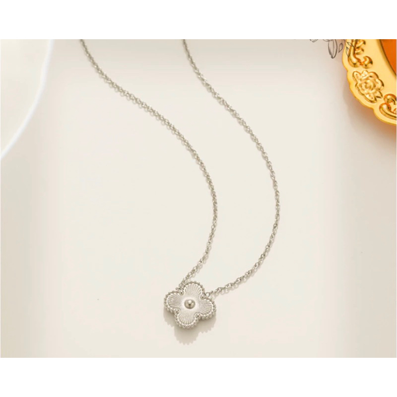 kalung clover silver titanium antinkarat set gelang paku silver set gelang clover silver