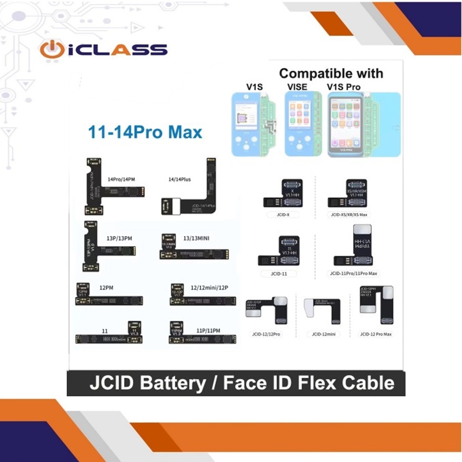 FLEXIBLE TAG ON BATERAI JC VIS FOR IPHONE 11 -15 PRO MAX EXTERNAL