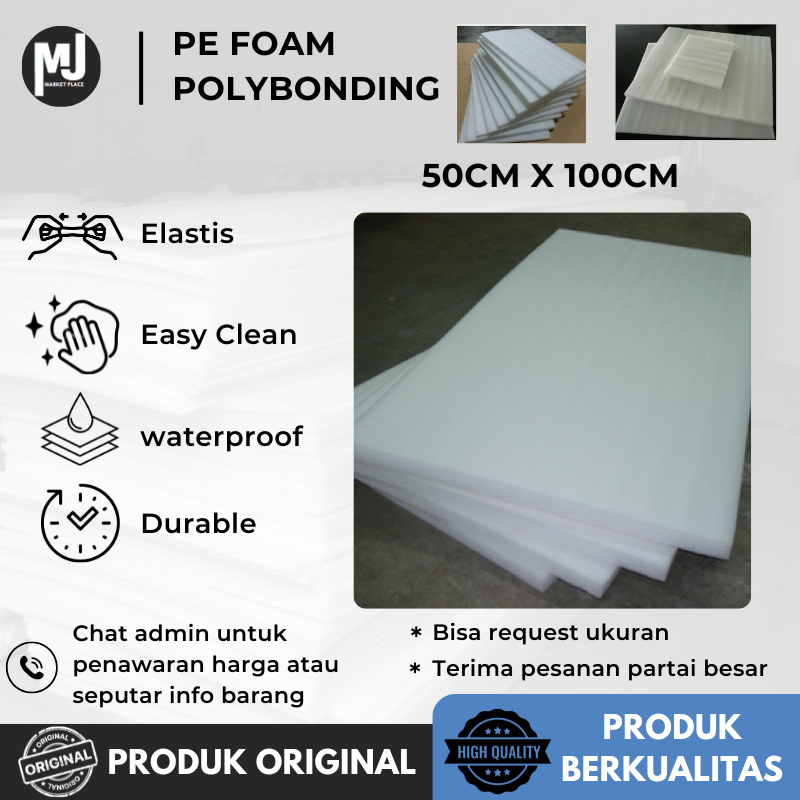 PE Foam Polybonding 50cm x 100cm busa gabus elastis, busa dekorasi, busa packing