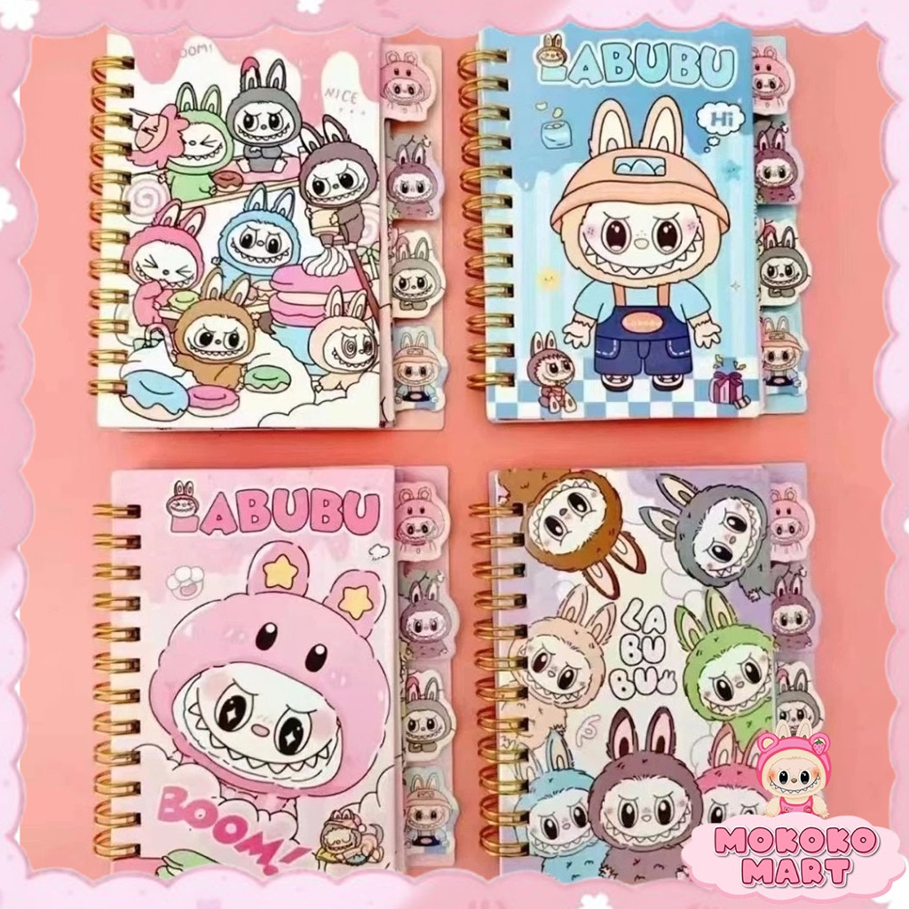 

MM Notebook A7 Ring Buku Tulis Cantik Lucu Karakter Buku Catatan Note Motif Labubu ATK Buku MB31
