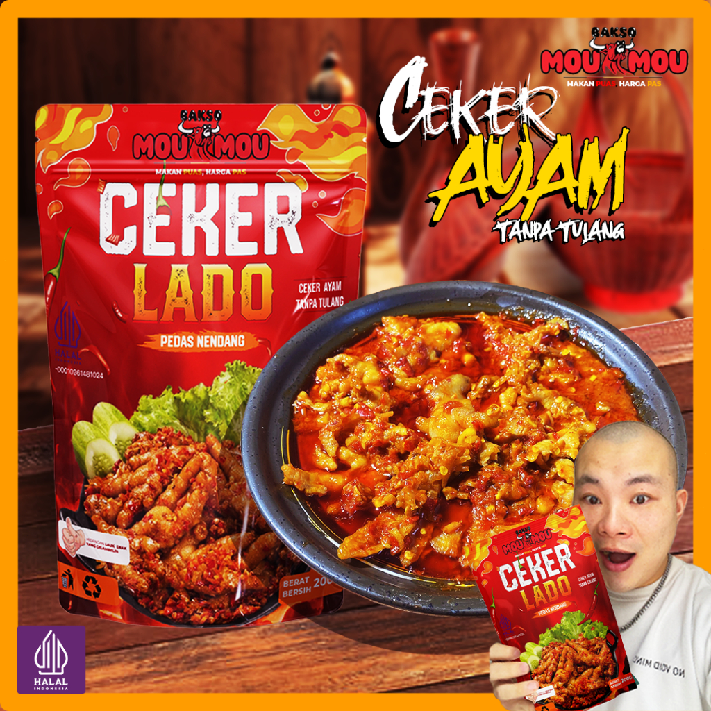 

|MouMou| Ceker Mercon Tanpa Tulang Ceker Mercon Pedas Ceker Mercon Sambal Lauk Siap Saji Makanan Instant Ceker Mercon Tanpa Tulang 200g