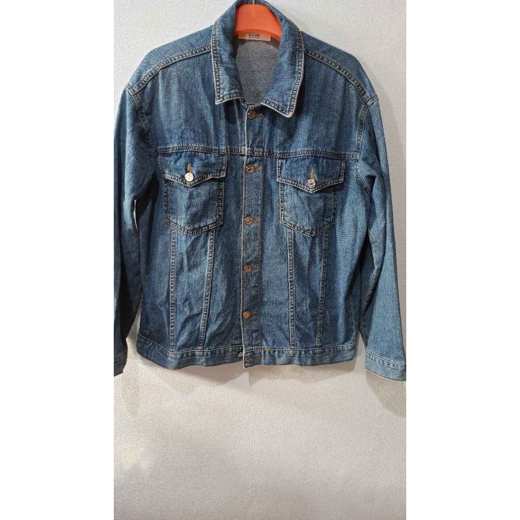 BRAND 4CUS  JAKET DENIM JEANS , PRELOVED THRIFT KOREYAH JEPUN PREMIUM UKURAN BESAR JUMBO