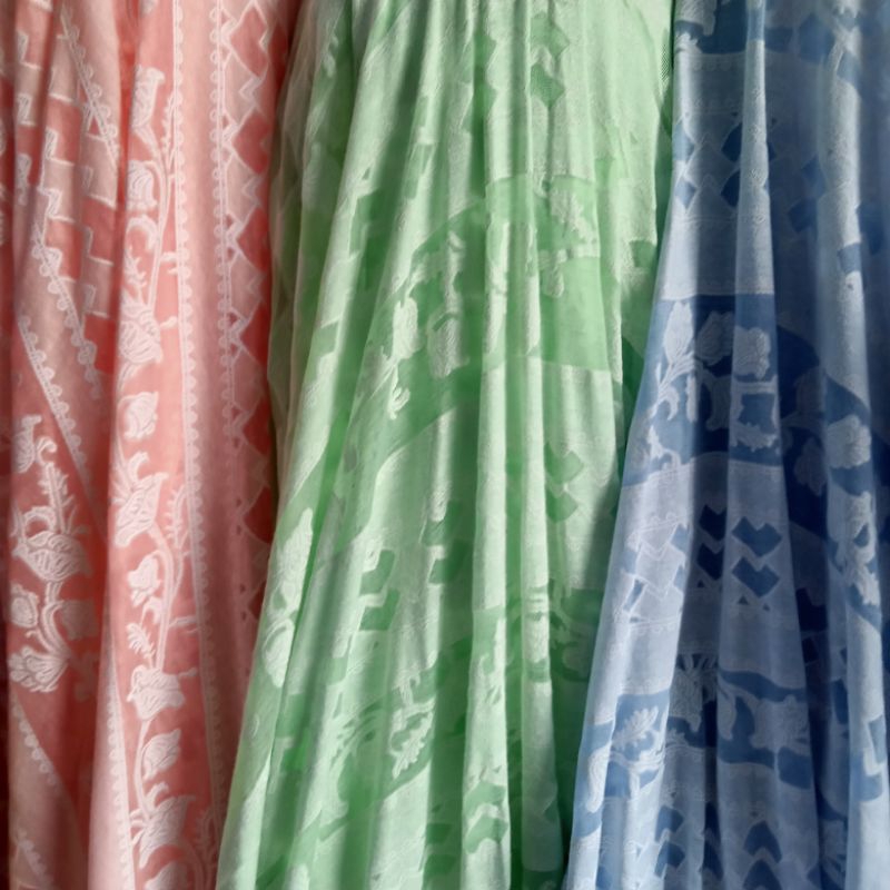 Kain - Kain Kaos Katun Malika Stripe Motif Bunga Import - Kain Kaos Full Katun - Kain Meteran TA | H