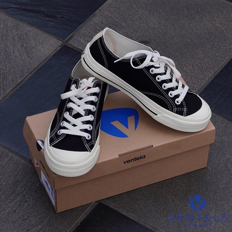 Sepatu Ventela New Public White - Sepatu Hitam Putih Vantela Original - Sepatu Cowok Keren Sneakers 