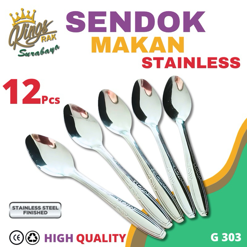 Sendok Makan Stainless Tebal 1 Lusin Isi 12Pcs Sendok Bunga Stainles Alat Makan Sendok Garpu Hotel M