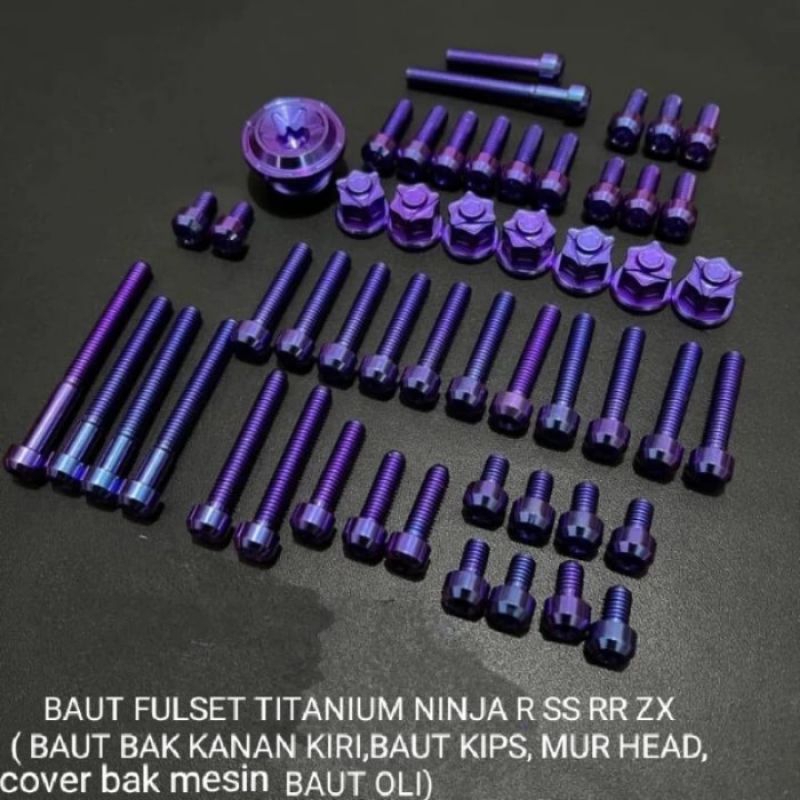 BAUT MESIN TITANIUM NINJA R RR SS ZX ORIGINAL BAUT TITANIUM