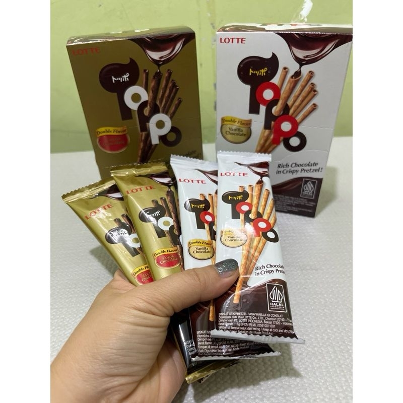 

Lotte Toppo Vanilla Chocolate Stick / Cocoa Double Chocolate Stick 1 box (12 bungkus)