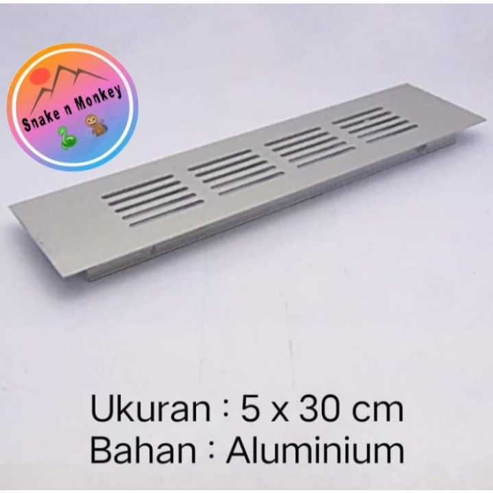 Lubang Hawa Aluminium 5 x 30 cm Silver / Angin Angin Lemari / Saringan Udara...Perbiji
