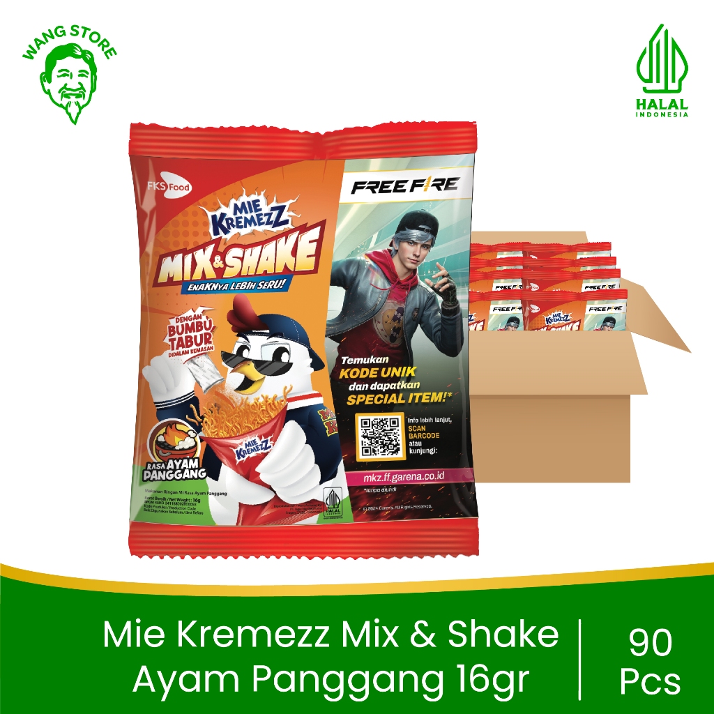 

Mie Kremezz Mix & Shake - Ayam Panggang - 1 Karton (9renceng) - 90 Pcs - 16gr