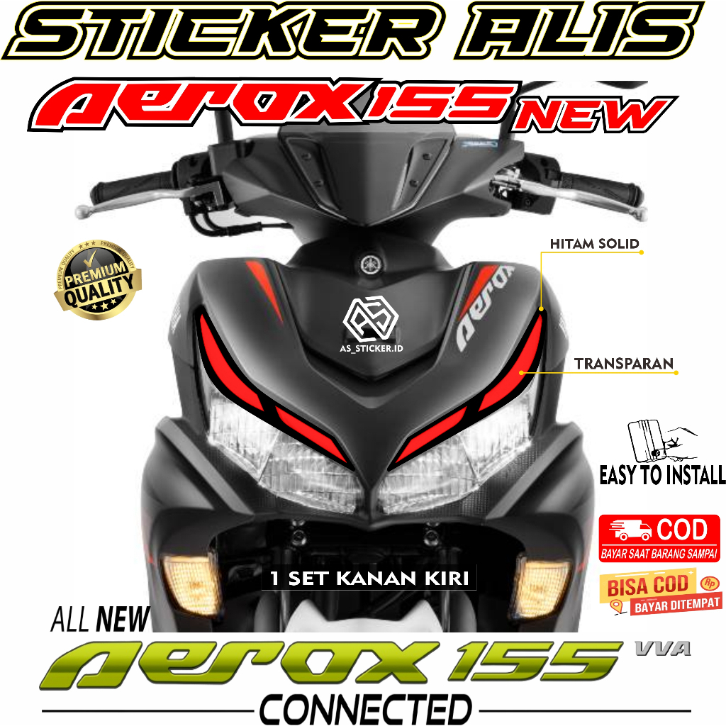 STICKER ALIS YAMAHA AEROX NEW 155 CONNECTED SEPASANG KANAN KIRI (P1)