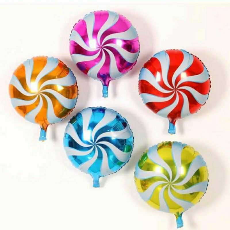 Balon foil karakter permen lolipop bulat candyland candy land sweet treat balloon baloon jumbo besar