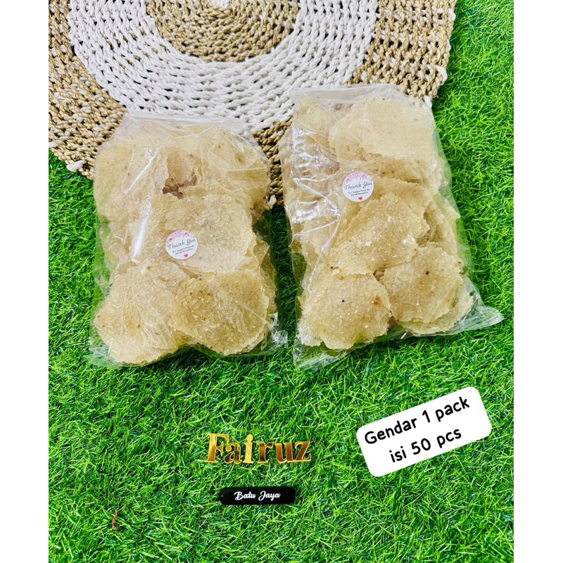 

2 pack isi 100 pcs kerupuk gendar gurih renyah / camilan gendar