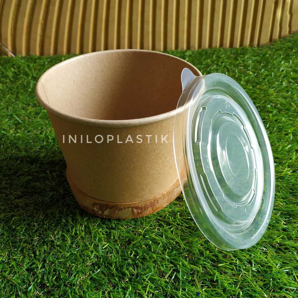 Paper Bowl Brown Polos 800ml / Kraft Paper Bowl 800 ml Cokelat