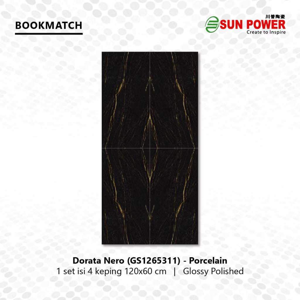 Granit Bookmatch Glossy Polished Dorata Nero Ukuran 120x60CM/Granit Murah