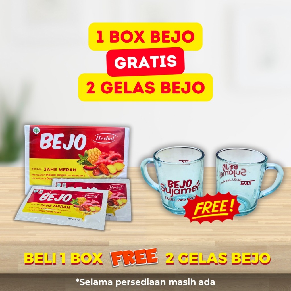 

Bejo Jahe Merah Herbal Sachet 1 Pack (12 Sachet) Free Gelas Bejo