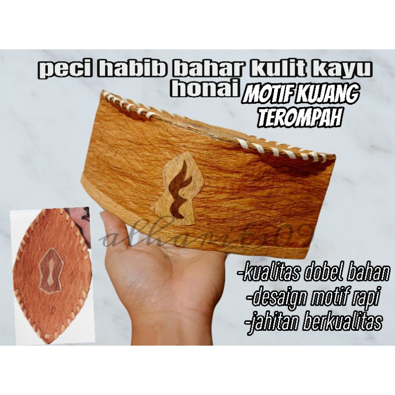 Peci kulit kayu waru/kayu honai motif kujang
