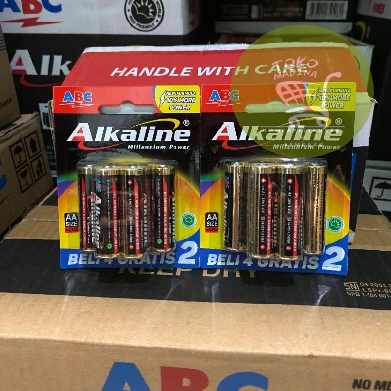 Baterai ABC Alkaline LR6 4B+2 | ABC Alkaline A2 isi 6 | ABC AA Alkaline isi 6