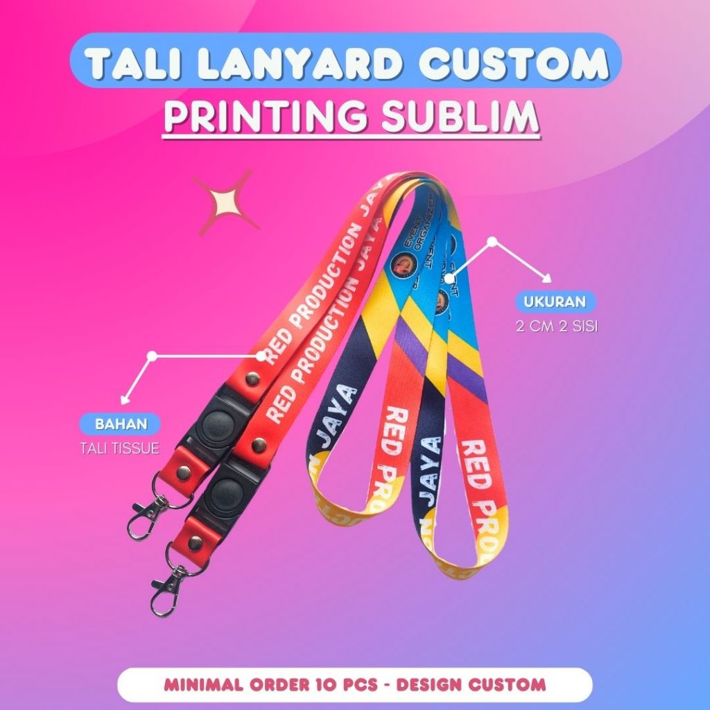 

TALI LANYARD 2CM 2SISI/CETAK TALI LANYARD IDCARD CUSTOM PRINTING SUBLIM/GANTUNGAN NAME TAG CUSTOM