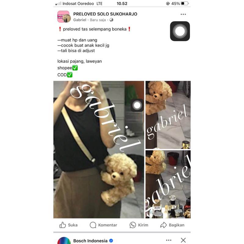 PRELOVED TAS SELEMPANG BONEKA