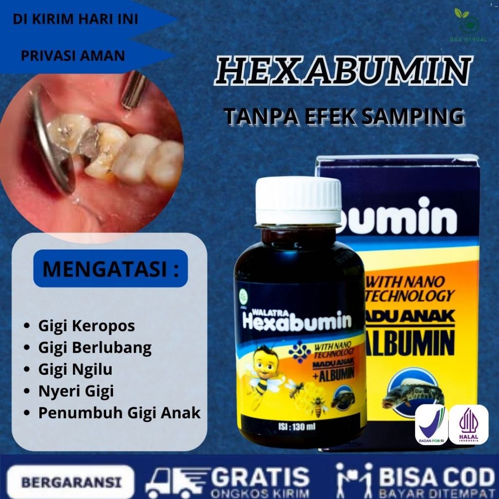 Obat Gigi Keropos, Gigi Berlubang, Gigi Ngilu, Nyeri Gigi, Penumbuh Gigi Anak ORIGINAL BPOM - HEXABU