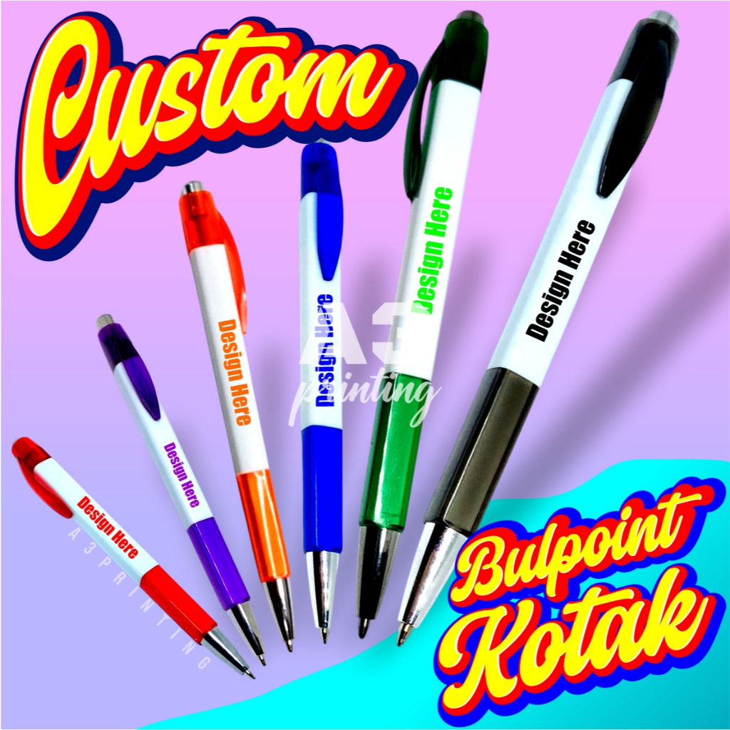 

Cetak Sablon Bullpoint pen pulpen kotak full colour