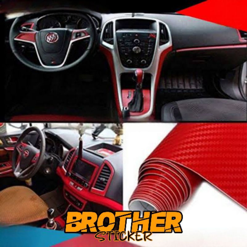 Stiker skotlet carbon 3D merah sticker scotlet karbon