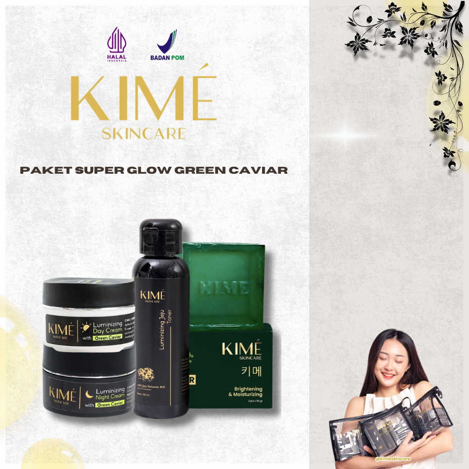 KIME SKINCARE Paket Super Glow Green Caviar (Green Caviar Soap Bar, Toner, Day Cream, Night Cream) |