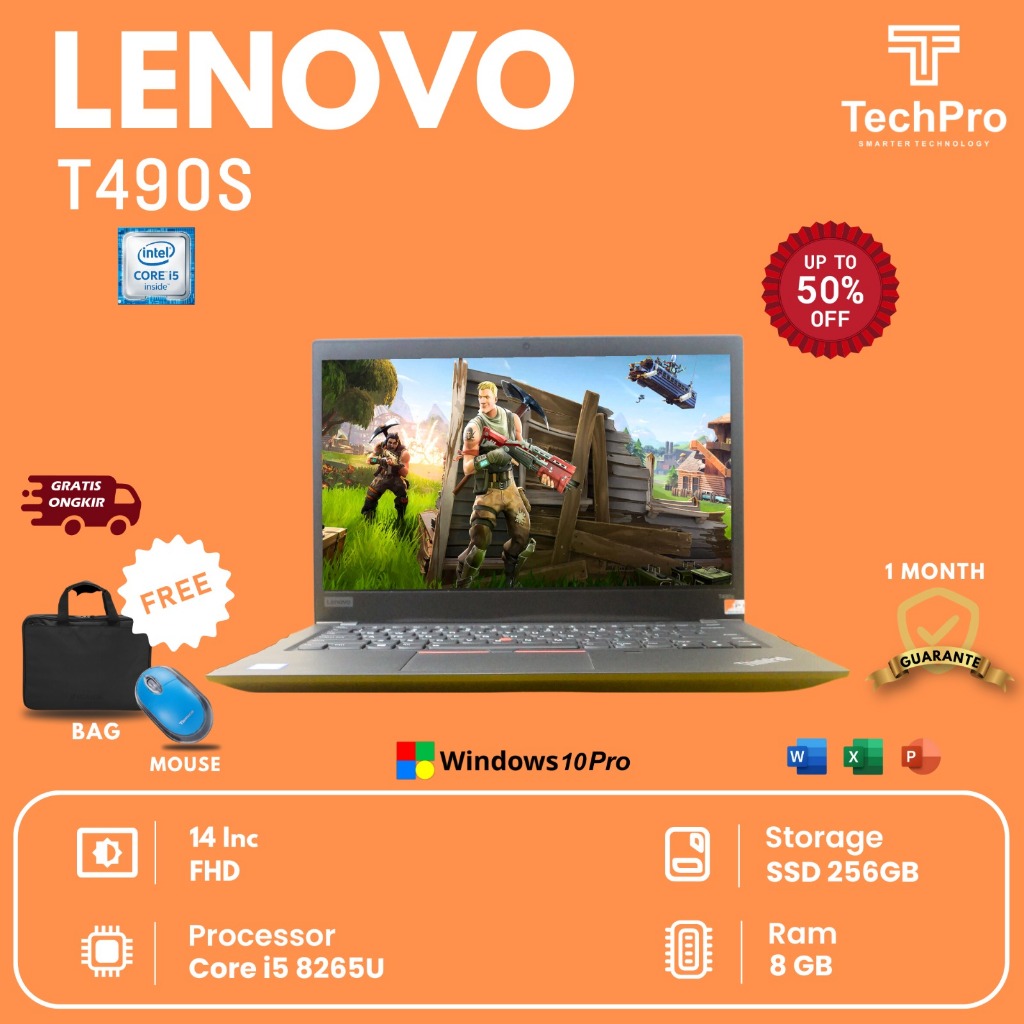 Lenovo thinkpad T490s core i5 8265u Ram 8Gb ssd 256gb Murah Baru Laptop Gaming Tipis dan Ringan Term