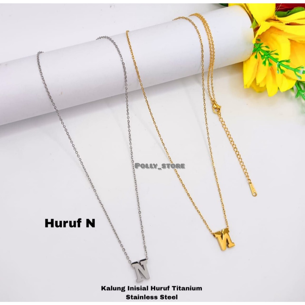 Kalung Huruf Titanium Stainless Steel Anti Karat