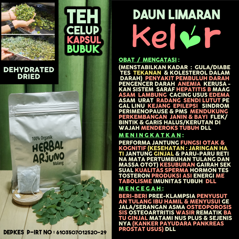 

Dehydrated Dried Teh Celup Kapsul Bubuk Daun Kelor Obat Anemia Hepatitis B Pembuluh Pengencer Darah Saraf Maag Asam lambung Urat Ibu Hamil Janin Bayi ASI Kejang Cacing Diabetes Kesuburan Gairah Libido Hipertensi Kolesterol Rematik Pegal Linu Herbal Alami