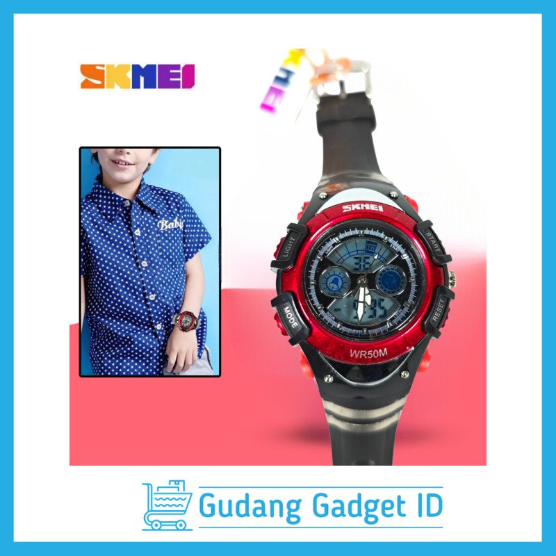 Jam Tangan Anak Cowok Sport Analog Digital Anti Air SKMEI Kids - AD0998 - Red - B9ITWA5Y