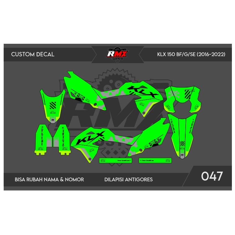 DECAL STICKER KLX BF (047) DEKAL STIKER KLX 150 G/SE/EXTREME/NEW FULLBODY 2016 2017 2018 2019 2020 2