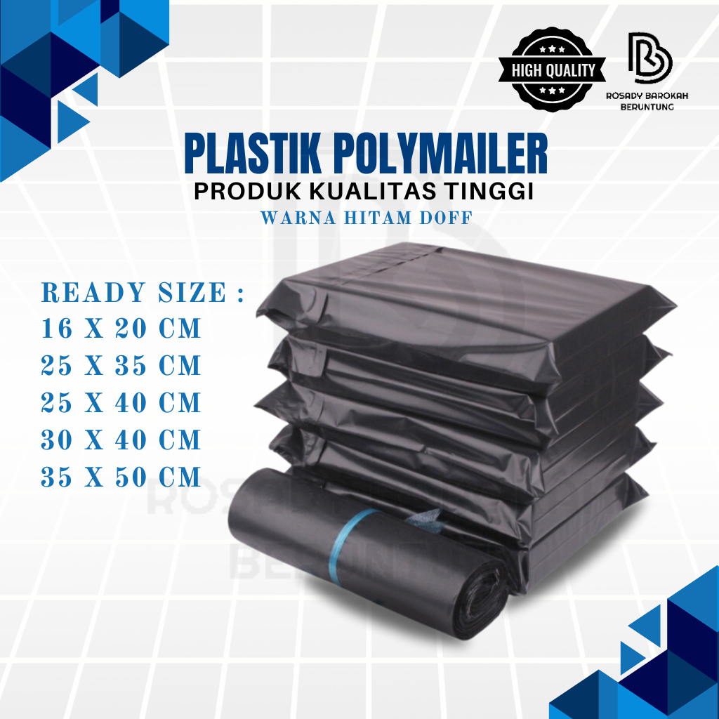 

Kantong Plastik Bungkus Hitam / Polymer Hitam / Polymailer Hitam LDPE Glossy 1 Lembar / Pcs