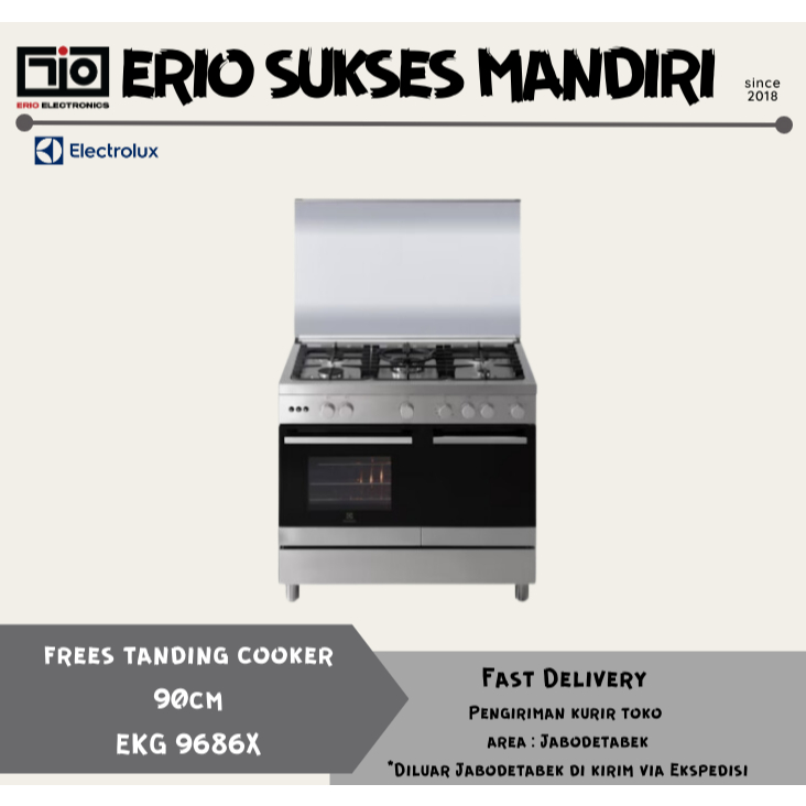 Kompor Freestanding Electrolux EKG9686X - Stainless Steel, 5 Burner