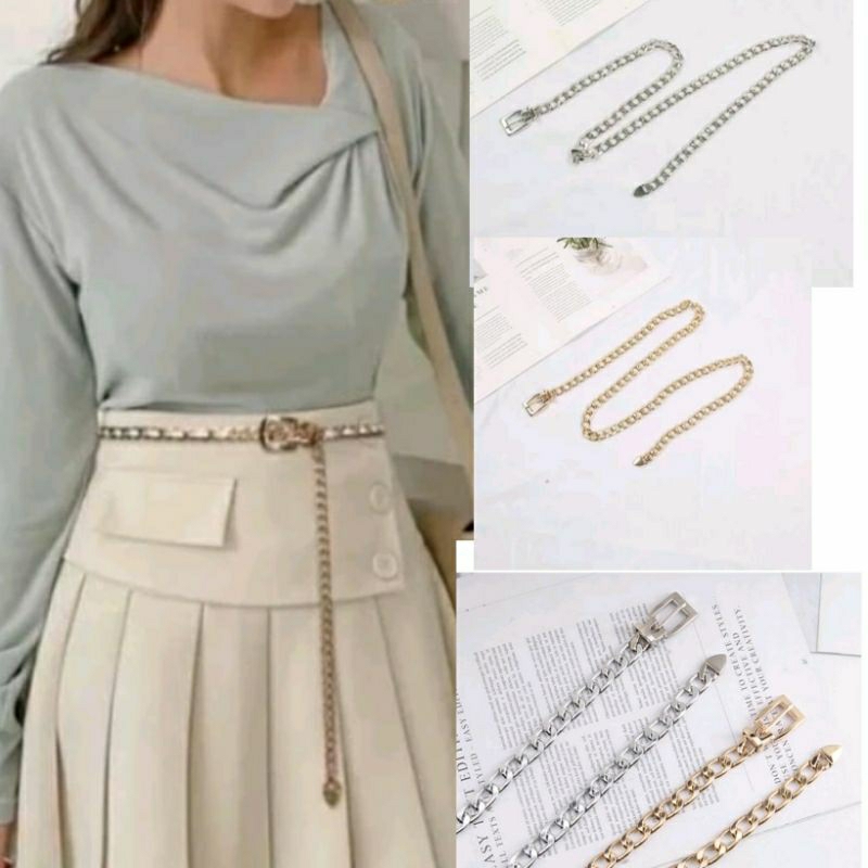 Ikat Pinggang Logam / Sabuk Berantai Wanita Fashion / Gesper Pinggang Wanita Untuk Gamis Tunik Dress