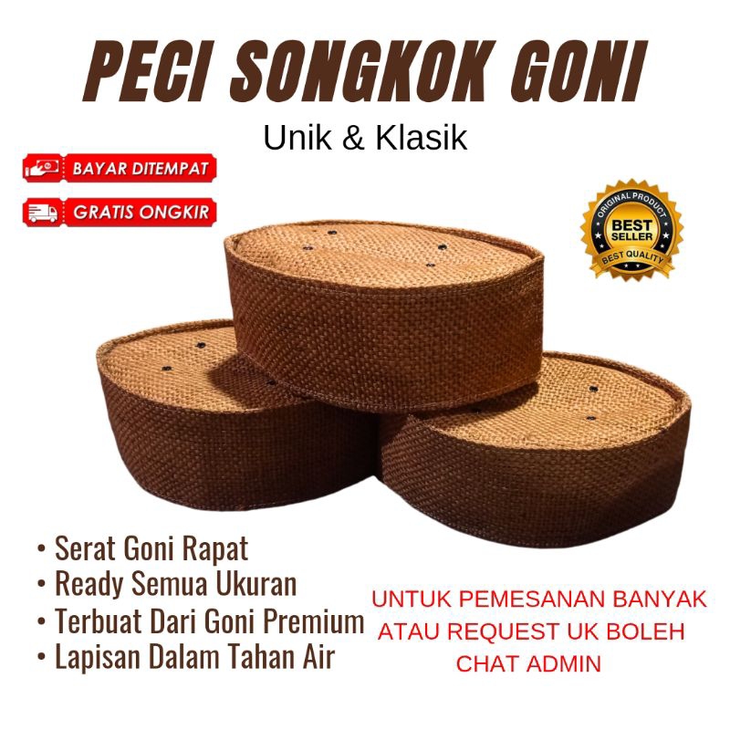 Peci Songkok Goni Premium & Klasik Tinggi 8cm / Kopiah Goni Terlaris / Peci Goni Habib Bahar / Peci 
