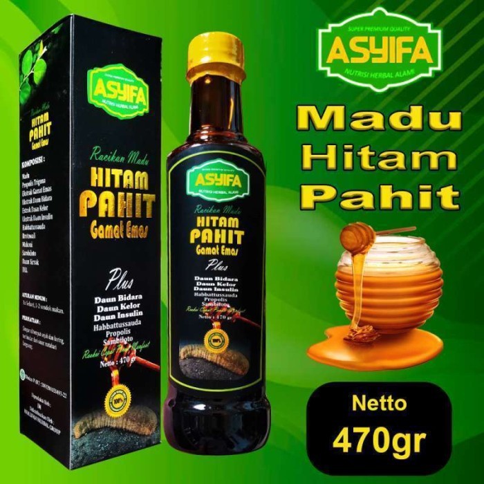 

Asyifa Madu Hitam Pahit Plus Gamat Emas dan Daun Kelor Asyifa 470gr 4.9