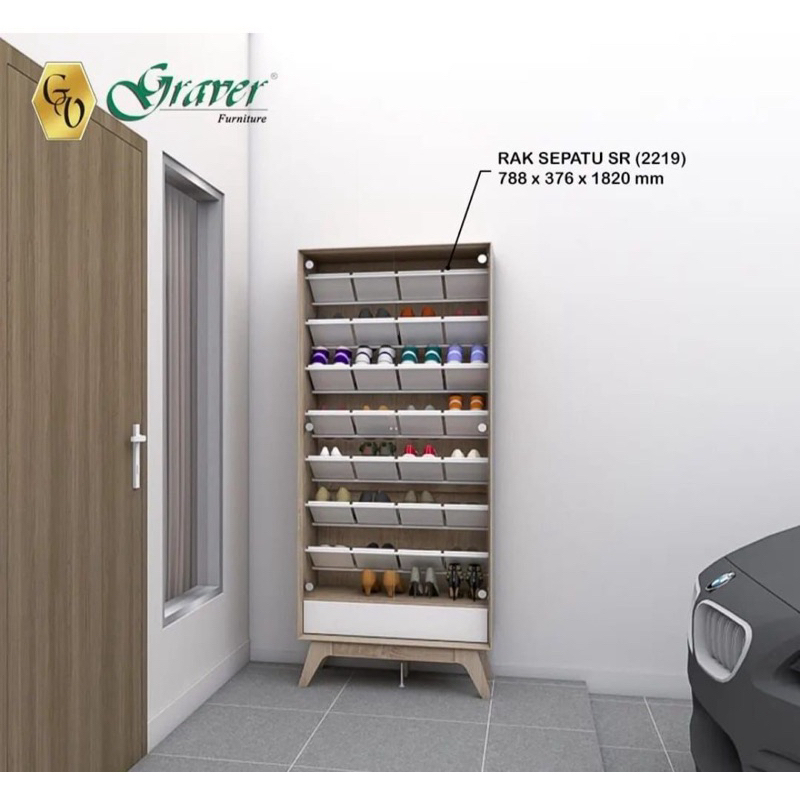 Rak Sepatu Besar Lemari Sepatu tinggi rak Sendal / sepatu Kaca