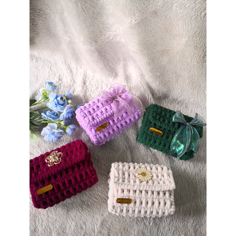 tas rajut canvas/tas rajut lucu/tas rajut benang chenille